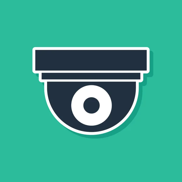 Ikona Modré Bezpečnostní Kamery Izolovaná Zeleném Pozadí Vektor — Stockový vektor