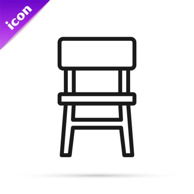 Beyaz arkaplanda siyah çizgi sandalye simgesi izole edildi. Vektör.