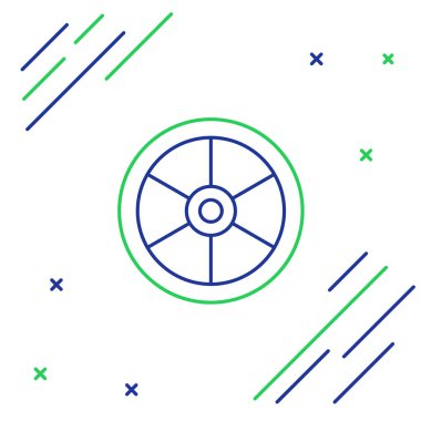 Bisiklet tekeri simgesi beyaz arkaplanda izole edildi. Bisiklet yarışı. Olağanüstü bir spor. Spor malzemeleri. Renkli taslak konsepti. Vektör.