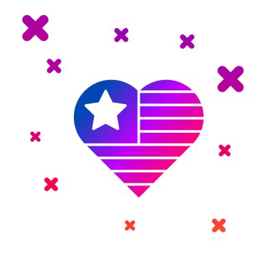 Amerika 'nın Bağımsızlık Günü simgesi beyaz arkaplanda izole edildi. 4 Temmuz. Amerika Birleşik Devletleri ülkesi. Kademeli rastgele dinamik şekiller. Vektör.