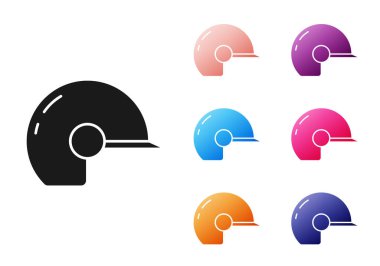 Siyah Beyzbol başlığı simgesi beyaz arkaplanda izole edildi. Simgeleri renklendirin. Vektör.