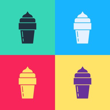 Pop Art Dondurma ikonu renk arkaplanında izole edilmiş. Güzel sembol. Vektör.