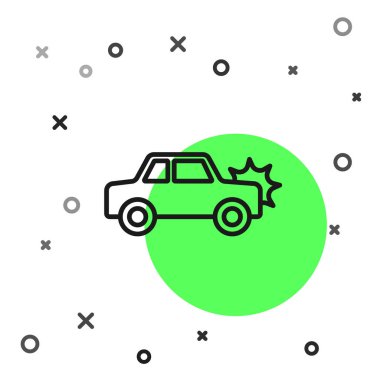 Siyah çizgi araba simgesi beyaz arkaplanda izole edildi. Sigorta konsepti. Güvenlik, güvenlik, koruma, konsept koruma. Vektör.