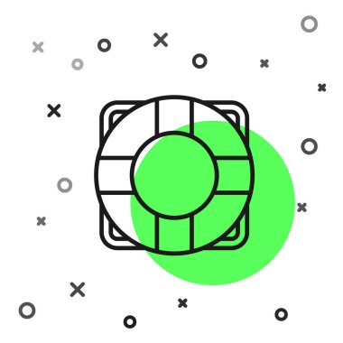 Siyah çizgi Lifebuoy simgesi beyaz arkaplanda izole edildi. Can simidi sembolü. Vektör.