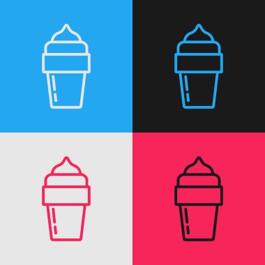 Popüler sanat eseri dondurma ikonu renk arkaplanında izole edilmiş. Güzel sembol. Vektör.