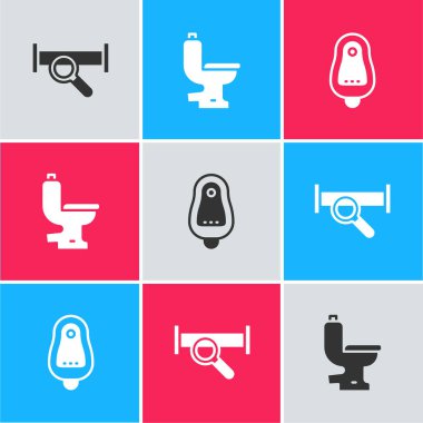 Endüstriyel metalik boru, klozet, pisuar ya da sidik ikonu. Vektör.