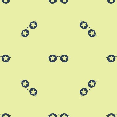 Yıldızların simgesine sahip mavi gözlük sarı arka planda izole edilmiş pürüzsüz desen. Amerika Birleşik Devletleri 'nin bağımsızlık günü kutlu olsun. 4 Temmuz. Vektör.