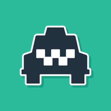 Yeşil arka planda mavi taksi ikonu izole edildi. Vektör.