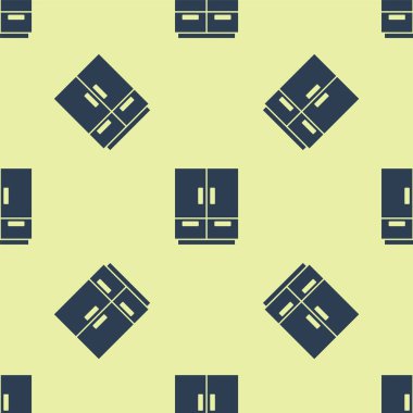 Mavi Gardırop ikonu sarı arka planda kusursuz desen izole etti. Vektör.