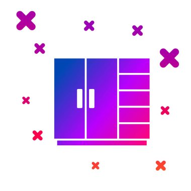 Renkli Gardırop simgesi beyaz arkaplanda izole edildi. Kademeli rastgele dinamik şekiller. Vektör.