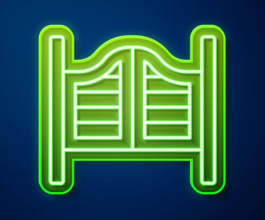 Parlayan neon hattı Eski batı salıncak salonu ikonu mavi arka planda izole edildi. Vektör.