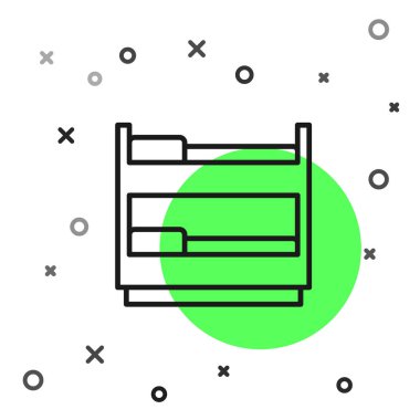 Beyaz arkaplanda siyah çizgi ranza simgesi izole edildi. Vektör.