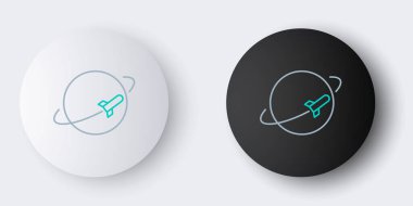 Çizgi Gezegeni simgesi gri arkaplanda izole edildi. Renkli taslak konsepti. Vektör.