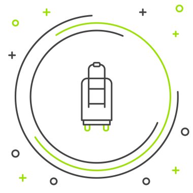 Seyahat simgesi için satır çantası beyaz arkaplanda izole edildi. Seyahat bagaj tabelası. Seyahat bagaj ikonu. Renkli taslak konsepti. Vektör.