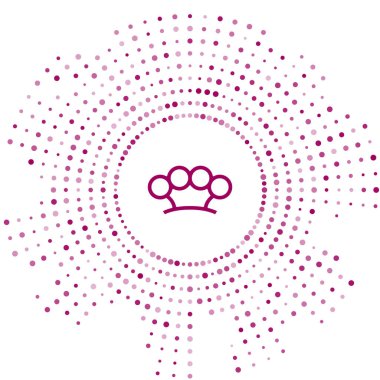 Mor Brass parmak eklemleri simgesi beyaz arkaplanda izole edildi. Soyut çember rastgele noktalar. Vektör.