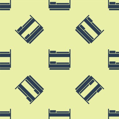 Mavi Ranza yatak ikonu sarı arkaplanda pürüzsüz desen izole etti. Vektör.