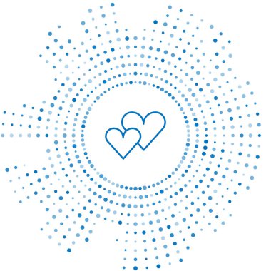 Mavi çizgi kalp simgesi beyaz arkaplanda izole edildi. Romantik sembol, bağlanma, tutku ve düğün. Sevgililer Günü sembolü. Soyut çember rastgele noktalar. Vektör.