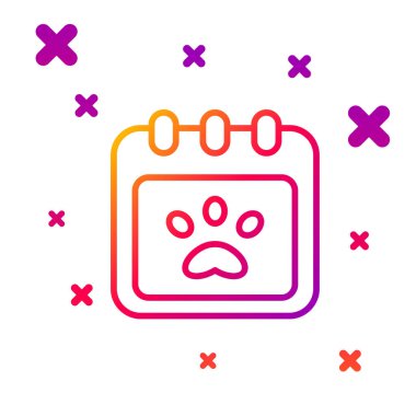 Renk çizgisi Takvim tımar simgesi beyaz arkaplanda izole edildi. Olay hatırlatma sembolü. Kademeli rastgele dinamik şekiller. Vektör.