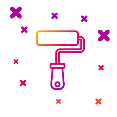 Beyaz arkaplanda renk çizgisi boya fırçası simgesi izole edildi. Kademeli rastgele dinamik şekiller. Vektör.