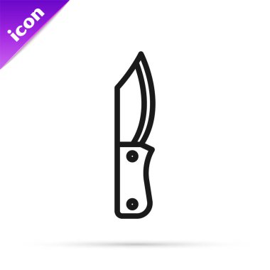 Beyaz arka planda siyah çizgili askeri bıçak ikonu var. Vektör.