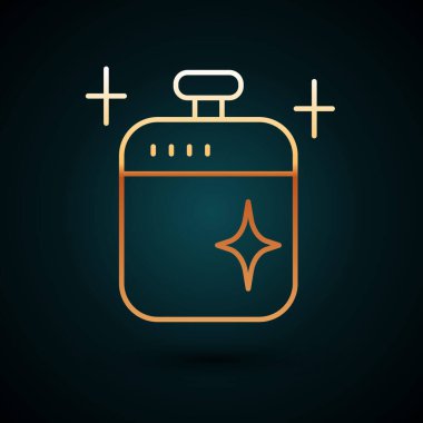 Altın çizgisi Temiz tencere ikonu koyu mavi arka planda izole. Haşlama ya da güveç besin sembolü. Vektör.