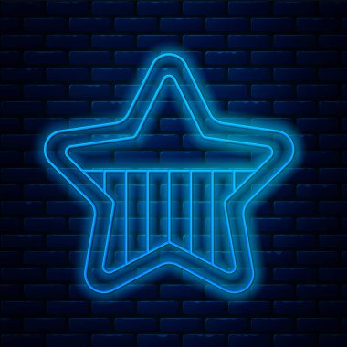 Parlayan neon hattı ABD Bağımsızlık Günü simgesi tuğla duvar arkasında izole edildi. 4 Temmuz. Amerika Birleşik Devletleri ülkesi. Vektör.