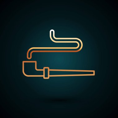 Koyu mavi arka planda izole edilmiş Amerikan yerlilerinin tüttüren pipo ikonu. Vektör.