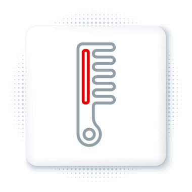 Beyaz arkaplanda çizgi saç fırçası simgesi izole edildi. Taraklı saç işareti. Berber sembolü. Renkli taslak konsepti. Vektör.