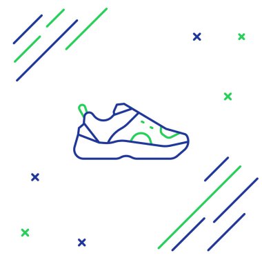 Beden Eğitimi Spor Ayakkabıları, beyaz arka planda izole edilmiş bir ikon çalıştırmak. Spor ayakkabılar. Renkli taslak konsepti. Vektör.