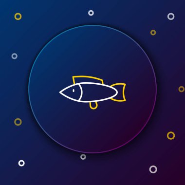 Hat Balığı simgesi mavi arkaplanda izole edildi. Renkli taslak konsepti. Vektör.