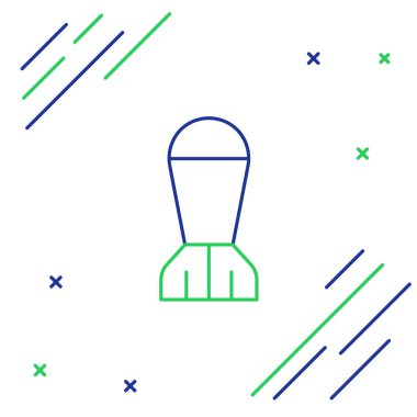 Line Aviation bomba ikonu beyaz arka planda izole edildi. Roket bombası düşüyor. Renkli taslak konsepti. Vektör.