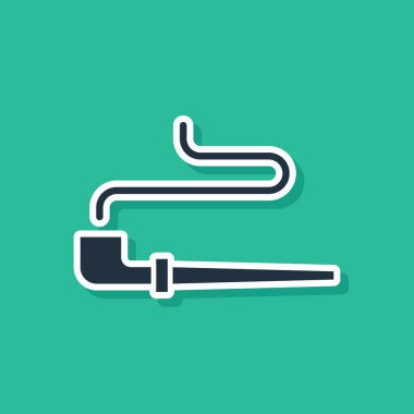 Mavi Kızılderili sigara içme ikonu yeşil arka planda izole edildi. Vektör.