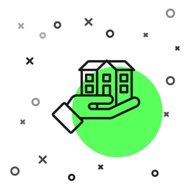 Beyaz arka planda siyah çizgi ev ikonu izole edildi. Sigorta konsepti. Güvenlik, güvenlik, koruma, konsept koruma. Vektör.