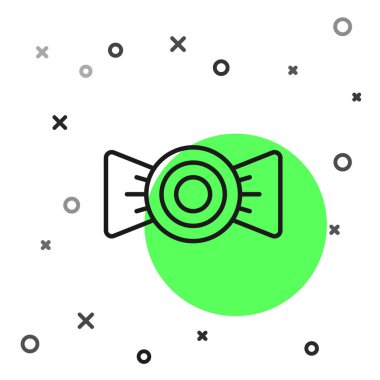 Siyah çizgi Candy simgesi beyaz arkaplanda izole edildi. Vektör.