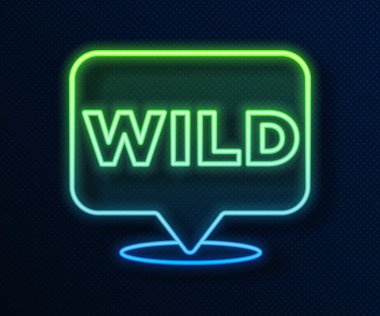 Parlayan neon hattı. Mavi arka planda vahşi batı simgesine işaret ediyor. Batı tabelası, mesaj panosu, yön bulma işareti. Vektör.