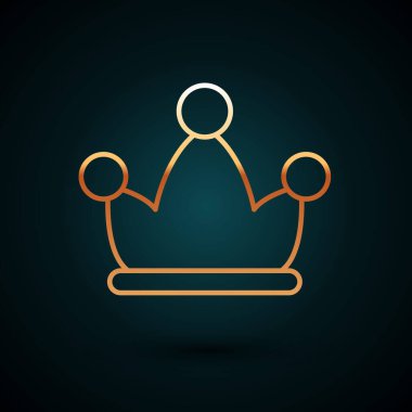 Koyu mavi arka planda izole edilmiş altın çizgili Jester şapkası. Palyaço ikonu. Lunapark komedyen işareti. Vektör.