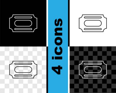 Sirk bileti simgesi siyah beyaz, şeffaf arkaplanda izole edildi. Eğlence parkı. Vektör.