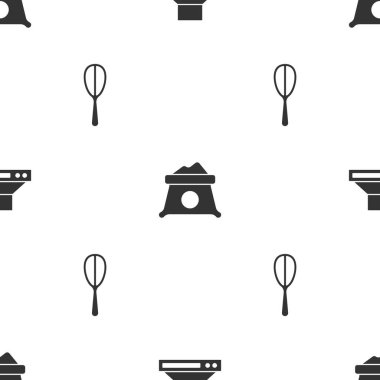 Mutfak vantilatörünü, un torbasını ve çırpıcıyı pürüzsüz desene ayarlayın. Vektör.