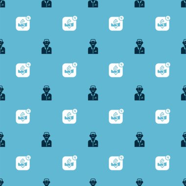 Tüccar ve Mobil hisse senedi ticaretini kusursuz bir şablona ayarla. Vektör.