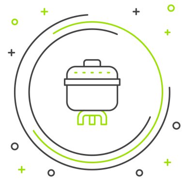 Çizgi Pişirme ikonu beyaz arkaplanda izole edildi. Haşlama ya da güveç besin sembolü. Renkli taslak konsepti. Vektör.