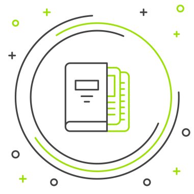 Beyaz arkaplanda dosya ve belge simgesi bulunan Satır Ofisi dizinleri izole edildi. Ofis dosyaları. Dosya arşivleme işareti. Renkli taslak konsepti. Vektör.