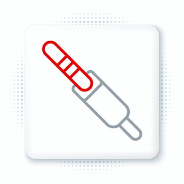 Satır Ses Jack simgesi beyaz arkaplanda izole edildi. Bağlantı ses ekipmanları için ses kablosu. Fiş kablosu. Müzik aleti. Renkli taslak konsepti. Vektör.