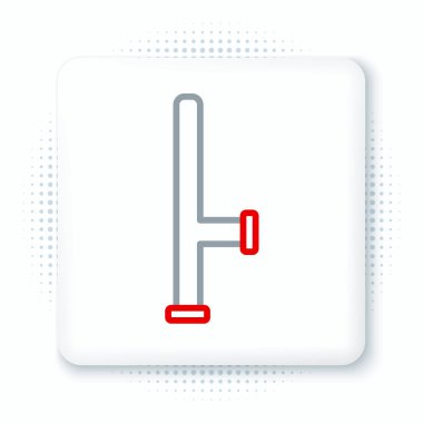 Çizgi polisi plastik cop ikonu beyaz arka planda izole edildi. Kauçuk copu. Polis yarasası. Polis ekipmanları. Renkli taslak konsepti. Vektör.