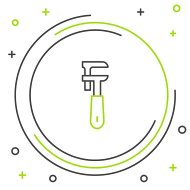 Satır Borusu ayarlanabilir anahtar simgesi beyaz arkaplanda izole edildi. Renkli taslak konsepti. Vektör.