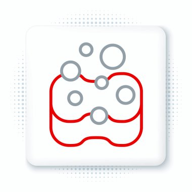 Sünger çizgisi simgesi beyaz arkaplanda izole edildi. Bulaşık yıkamak için bir tutam Bast. Temizlik hizmeti konsepti. Renkli taslak konsepti. Vektör.