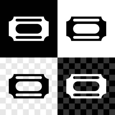 Sirk bileti simgesini siyah beyaz, şeffaf arkaplanda izole et. Eğlence parkı. Vektör.