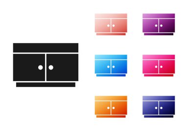 Beyaz arkaplanda siyah çekmece simgesi izole edildi. Simgeleri renklendirin. Vektör.