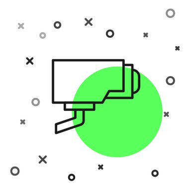 Siyah çizgi güvenlik kamerası simgesi beyaz arkaplanda izole edildi. Vektör.