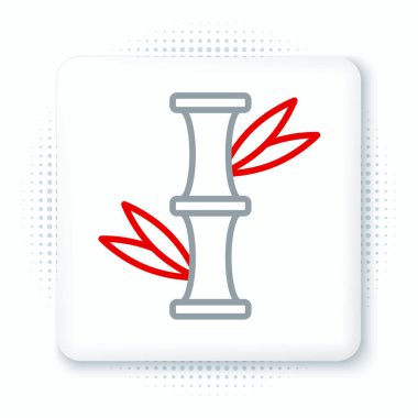Çizgi Bambu simgesi beyaz arkaplanda izole edildi. Renkli taslak konsepti. Vektör.