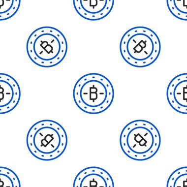 Şifreli Para Hattı simgesi Bitcoin simgesi beyaz arka planda izole edilmiş kusursuz desen. Madeni para. Engelleme zinciri tabanlı şifreli para birimi. Renkli taslak konsepti. Vektör.